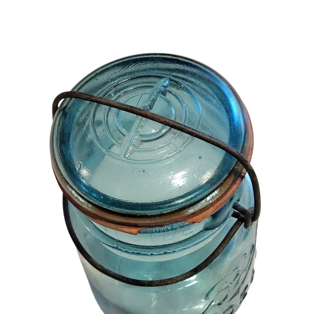 2 Vintage Ball Blue Lightning Ideal Mason Canning PINT Jar 1906-1933 #5 #9 READ
